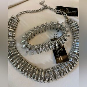 Traci Lynn Jeweled Necklace & Bracelet Set Princess Prom Bridal Cocktail